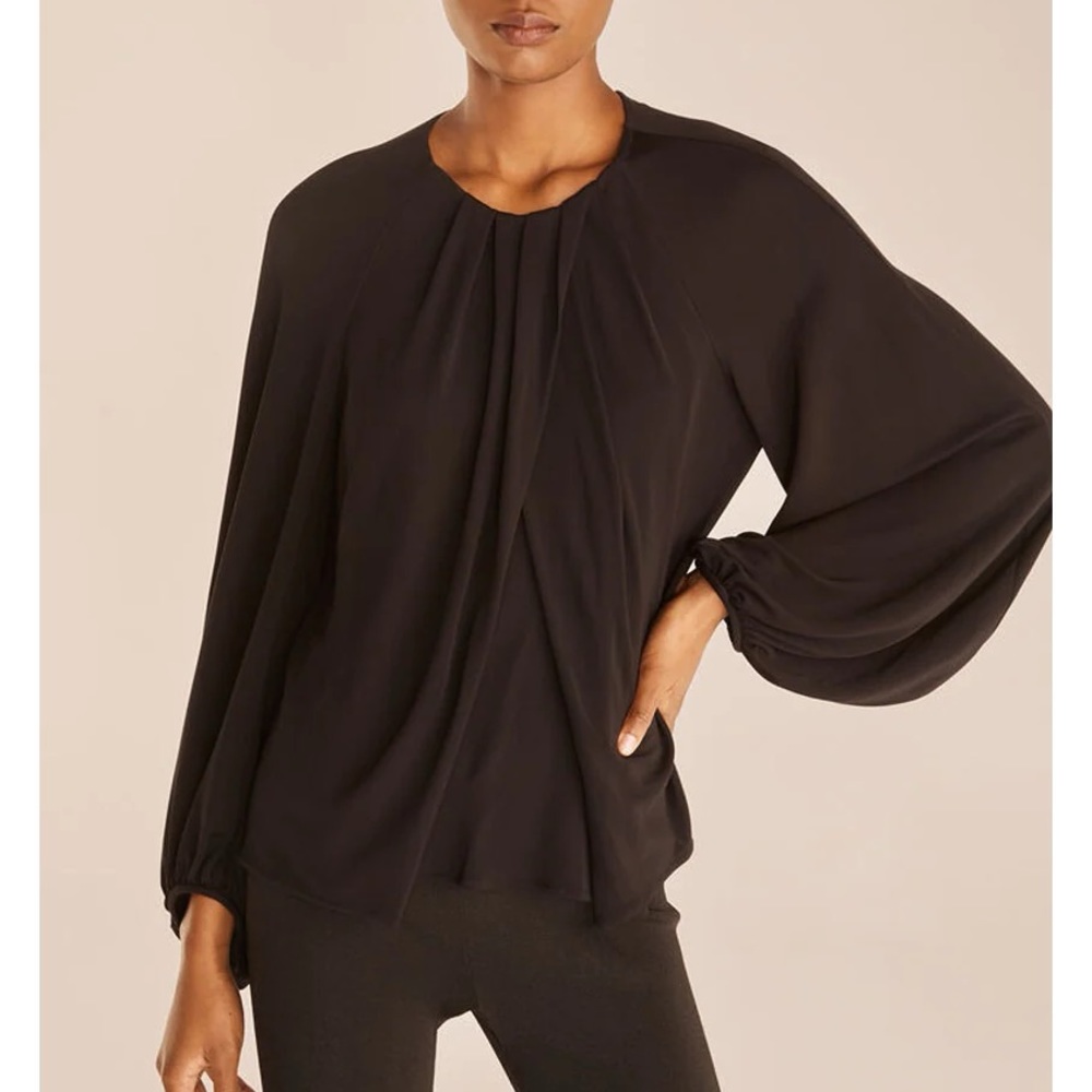 Rebecca Taylor Twist Front Black Jersey Blouse – Size Large